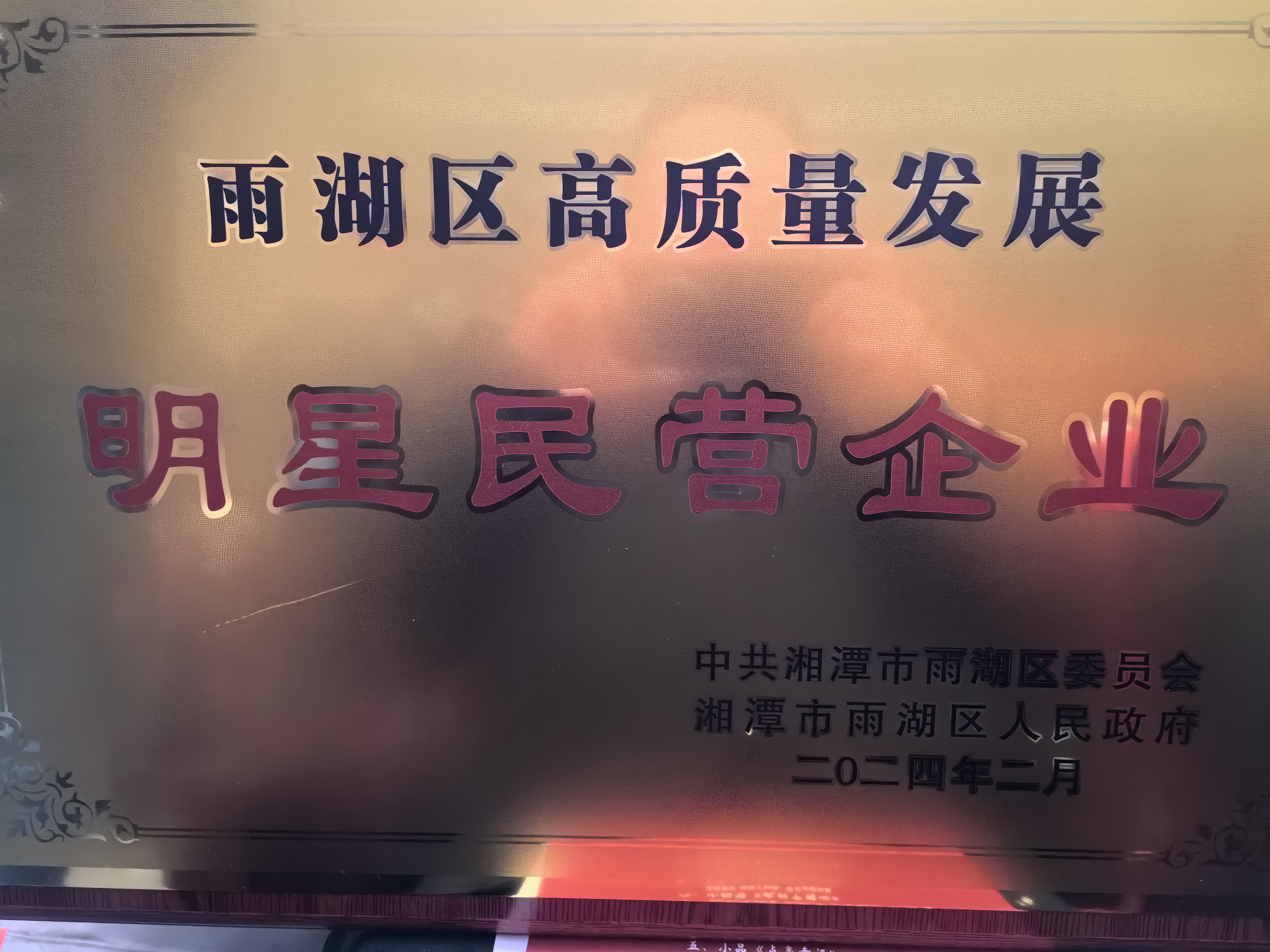 湖南精正榮獲“雨湖區高質(zhì)量發(fā)展明星民營(yíng)企業(yè)”稱(chēng)號